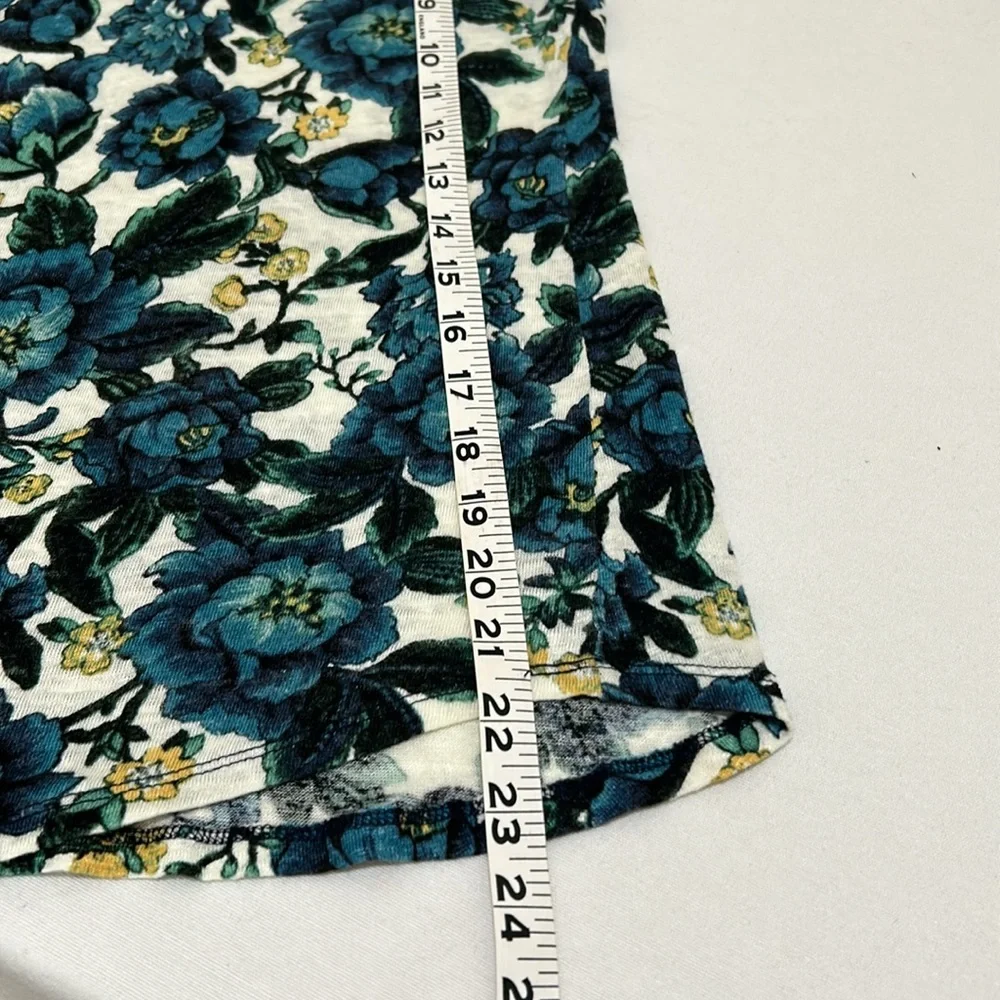 LOFT WOMEN 100% LINEN BLOUSE BLUE FLORAL SLEEVELESS SIZE SMALL - Picture 8 of 10